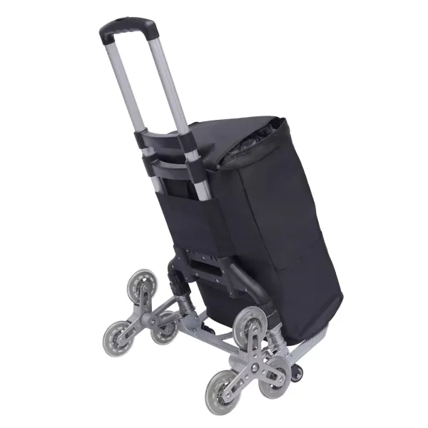 Opvouwbare aluminium trapwagen met 10 wielen, zwart in hoogte verstelbaar
