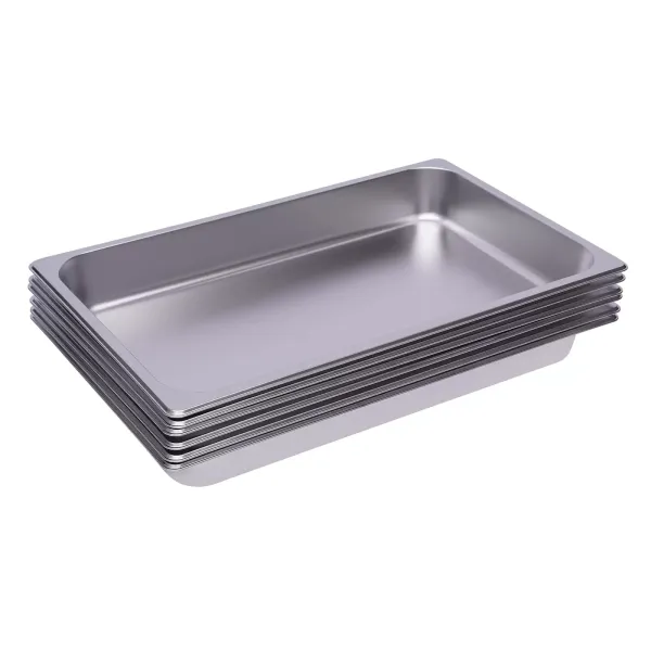 Set van 6 stapelbare roestvrijstalen containers 1/1 - Voor rechthoekige gastronomie