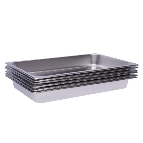 Set van 6 stapelbare roestvrijstalen containers 1/1 - Voor rechthoekige gastronomie