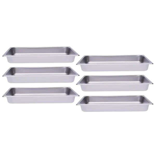 Set van 6 stapelbare roestvrijstalen containers 1/1 - Voor rechthoekige gastronomie
