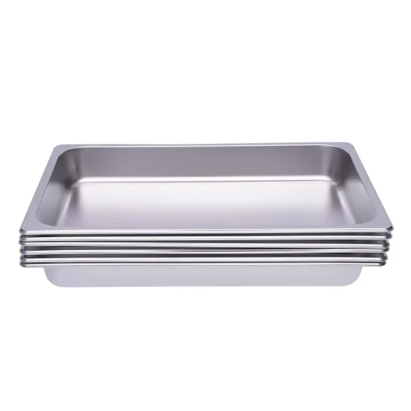 Set van 6 stapelbare roestvrijstalen containers 1/1 - Voor rechthoekige gastronomie