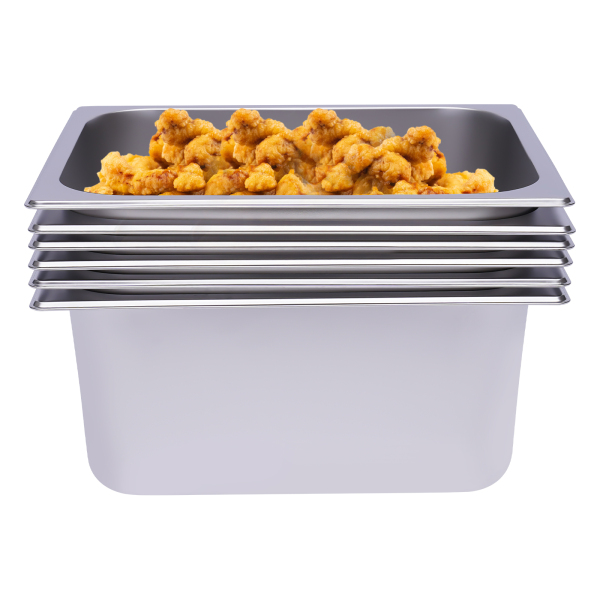 Stoomtafelpannen 6-pack 6 inch diepe restaurantstoomtafelpannen Commerciële hotelpan gemaakt van 201 roestvrij staal 201 roestvrij staal Stoomtafelpannen 6-pack 6 inch diepe restaurantstoomtafelpannen Commerciële hotelpan gemaakt van 201 roestvrij staal 201 roestvrij staal