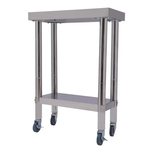 2-laags roestvrijstalen werktafel, roestvrijstalen werktafel, tafel voor voedselbereiding, met plank