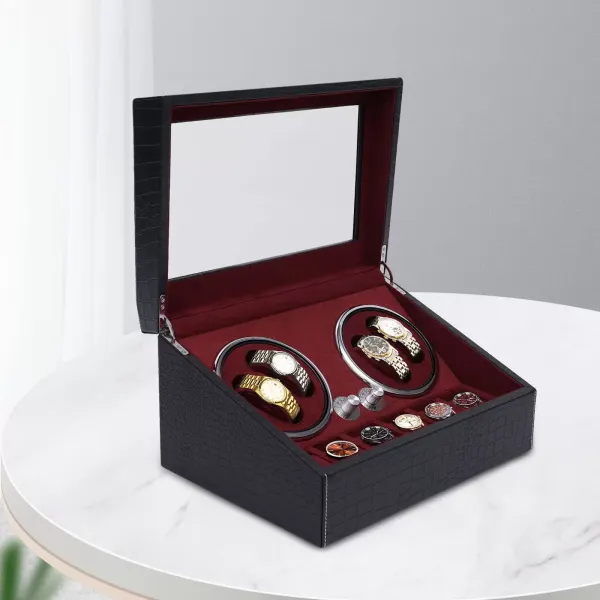 Doos met 4+6 horloges Automatische watchwinder in PU voor verzamelaarsgeschenkvitrine voor horloges