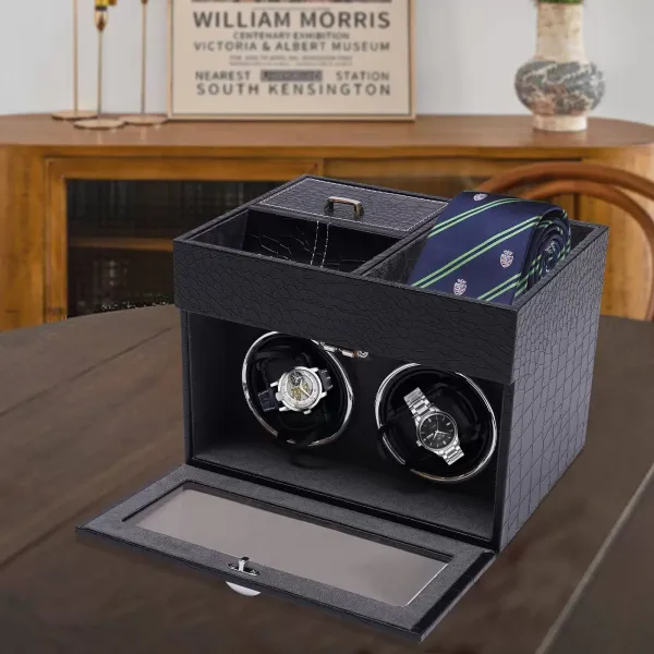 Klokdoos PU automatische watchwinder kan twee horloges opbergen Klokdoos PU automatische watchwinder kan twee horloges opbergen