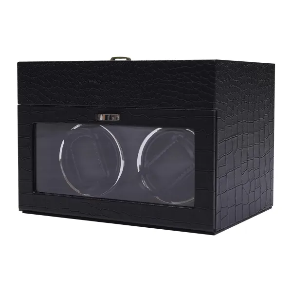 Klokdoos PU automatische watchwinder kan twee horloges opbergen
