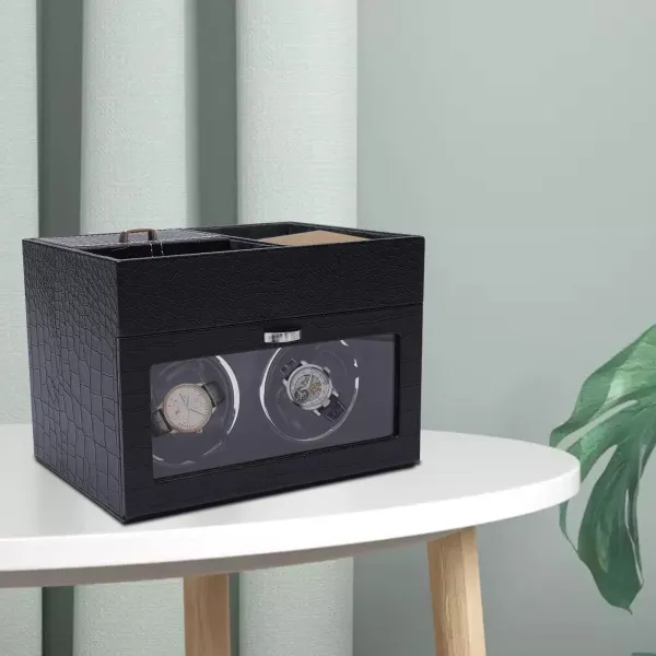 Klokdoos PU automatische watchwinder kan twee horloges opbergen Klokdoos PU automatische watchwinder kan twee horloges opbergen