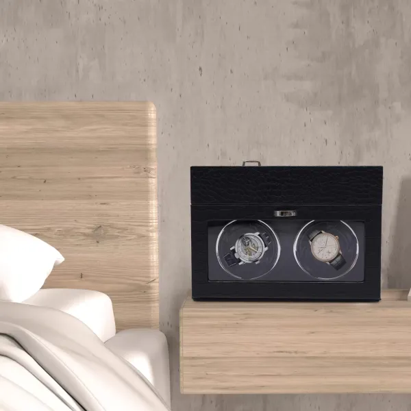 Klokdoos PU automatische watchwinder kan twee horloges opbergen