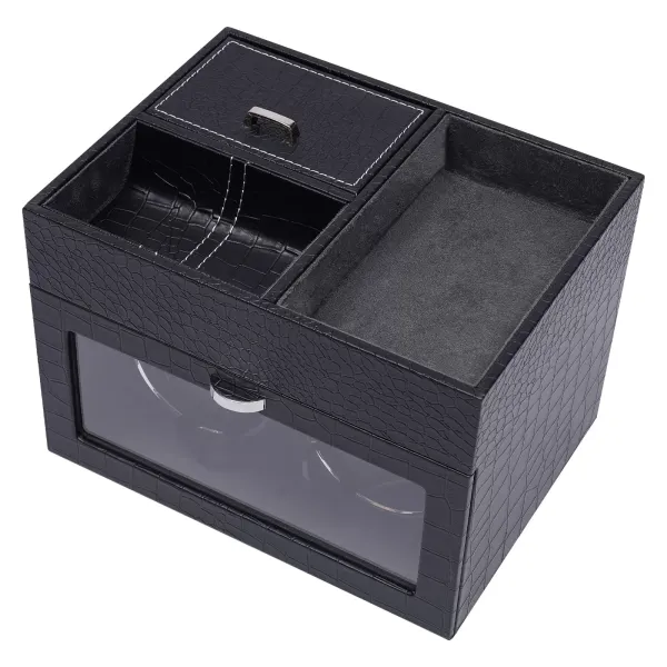 Klokdoos PU automatische watchwinder kan twee horloges opbergen