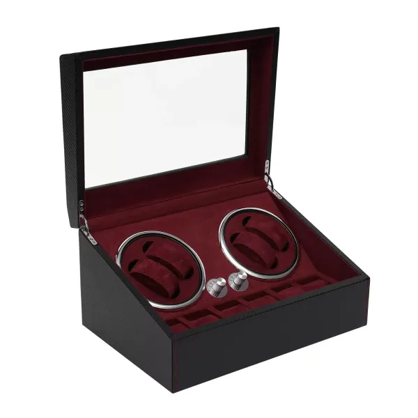 Automatische watchwinder Stille motor PU-horlogekast voor vitrine