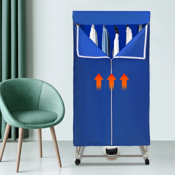 Was-droogcombinatie, draagbare mini-droger voor appartementen, aanraakbediening, aan/uit-functie en timer (blauw)
