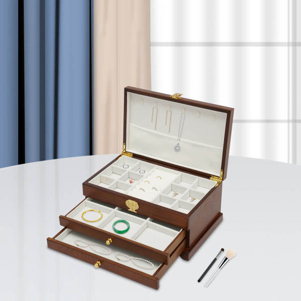 Sieradendoos voor dames, sieradenorganizerdoos, sieradendozen voor het opbergen van oorbellen, ringen, ketting, armband, (3 lagen)