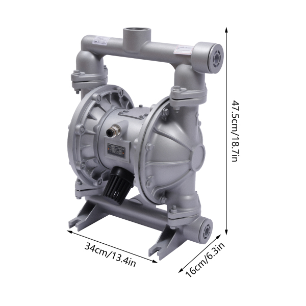Dubbele luchtaangedreven membraanpompinlaat 1/2 inch 4 uitgangen Aluminiumlegering 44 GPM Max. 115PSI QBK_40L