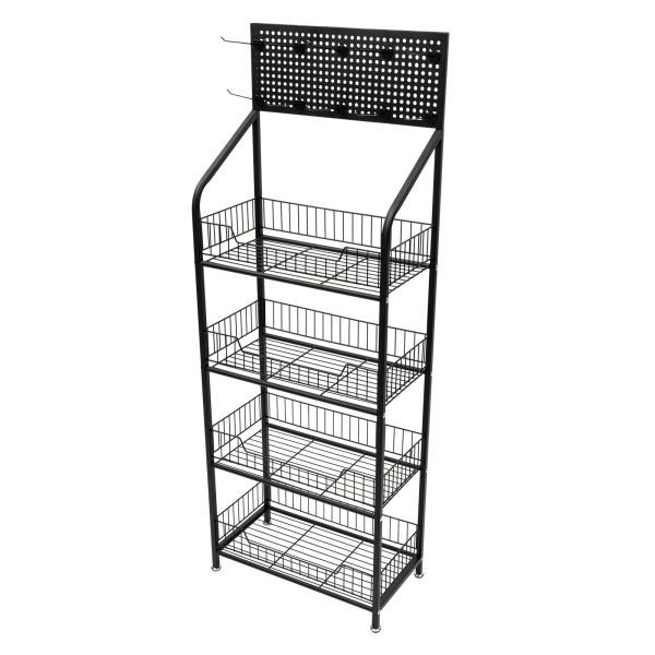 4-laags winkeldisplayrek, snack-snoepdisplayorganizer, snackrek, mandstandaardwagen 4-laags winkeldisplayrek, snack-snoepdisplayorganizer, snackrek, mandstandaardwagen