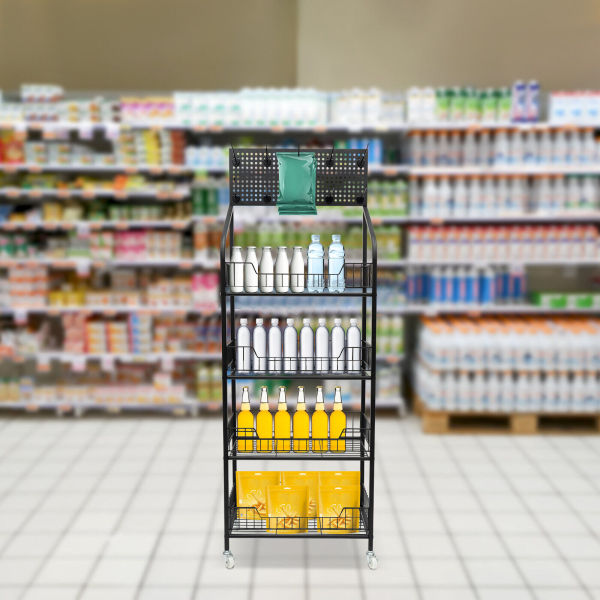 4-laags winkeldisplayrek, snack-snoepdisplayorganizer, snackrek, mandstandaardwagen