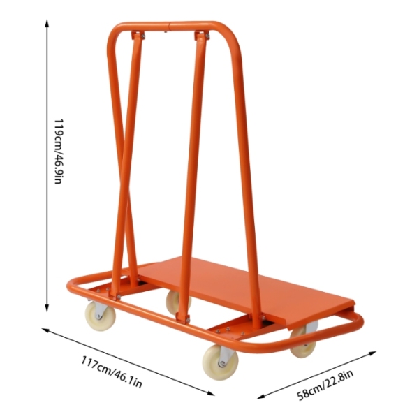 Opvouwbare paneelwagen, gipsplaat, voor het verplaatsen van klaptafels, matrassen, gipsplaten, oranje, 1600 lbs Opvouwbare paneelwagen, gipsplaat, voor het verplaatsen van klaptafels, matrassen, gipsplaten, oranje, 1600 lbs