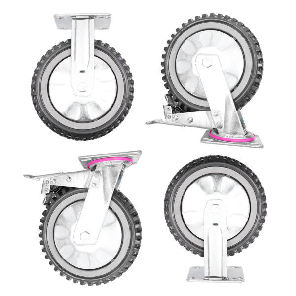 Set van 4 zware transportwielen met rem 8 inch - meubelwielen - zwenkwielen tot 1000 kg