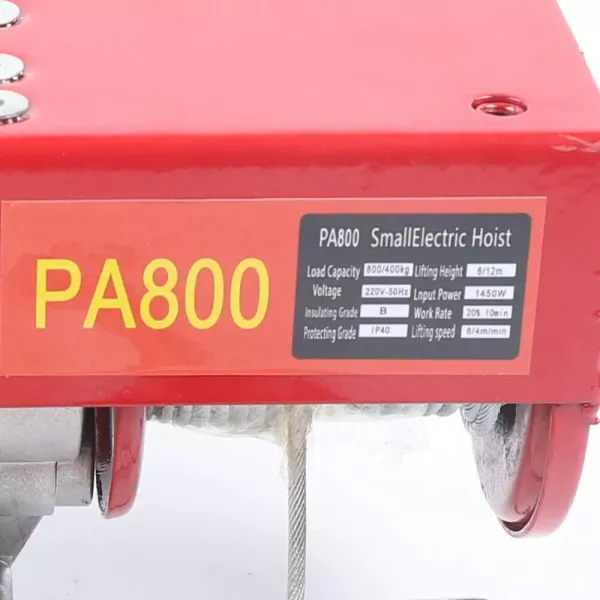 Elektrische takel 800/1000 kg met noodstopschakelaar 220 V 1600 W Elektrische lier IP40 - Beschermingsklasse 6 mm