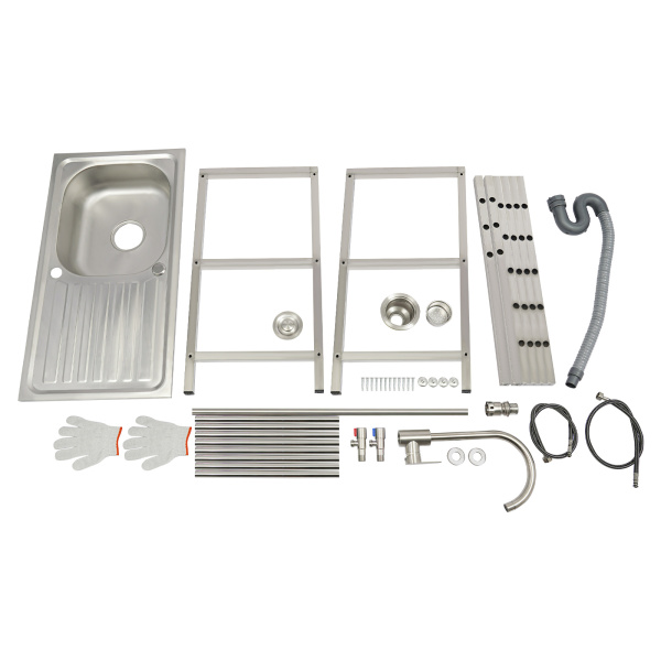 75x40x78cm RVS Keuken Spoelbak, Vrijstaande Buiten Keuken Spoelbak, RVS Spoelbak met Kraan 75x40x78cm RVS Keuken Spoelbak, Vrijstaande Buiten Keuken Spoelbak, RVS Spoelbak met Kraan