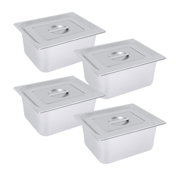 4 pakken roestvrijstalen stoompannen, Capaciteit van elk product: 7L, 32.5*26.5*26.5*15cm, Zilver