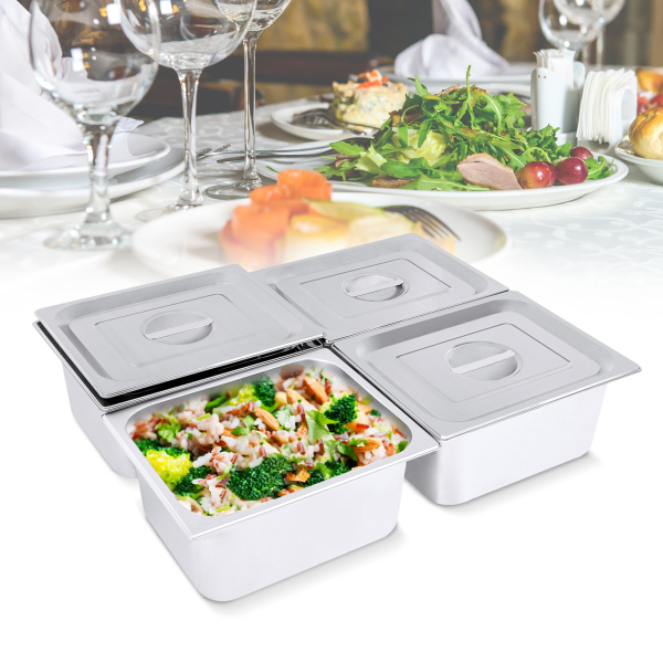 4 pakken roestvrijstalen stoompannen, Capaciteit van elk product: 7L, 32.5*26.5*26.5*15cm, Zilver