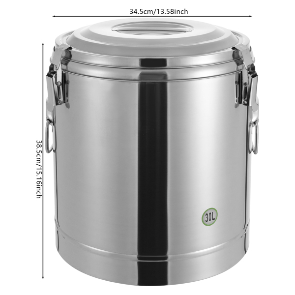 Isothermische emmer, Isothermische soepcontainer, Isothermische soepdrager, Inhoud: 30L, 34.5*38.5cm, Zilver