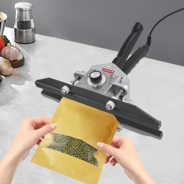 12in Sealing Machine, Draagbare Heat Sealer, Draagbare Hand Held Crimp Sealer - Zwart