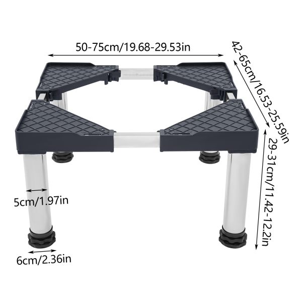 Hoogte 29-31cm Grijs Wasmachinestandaard, Drogerstandaard, Verstelbare Wasmachinestandaard