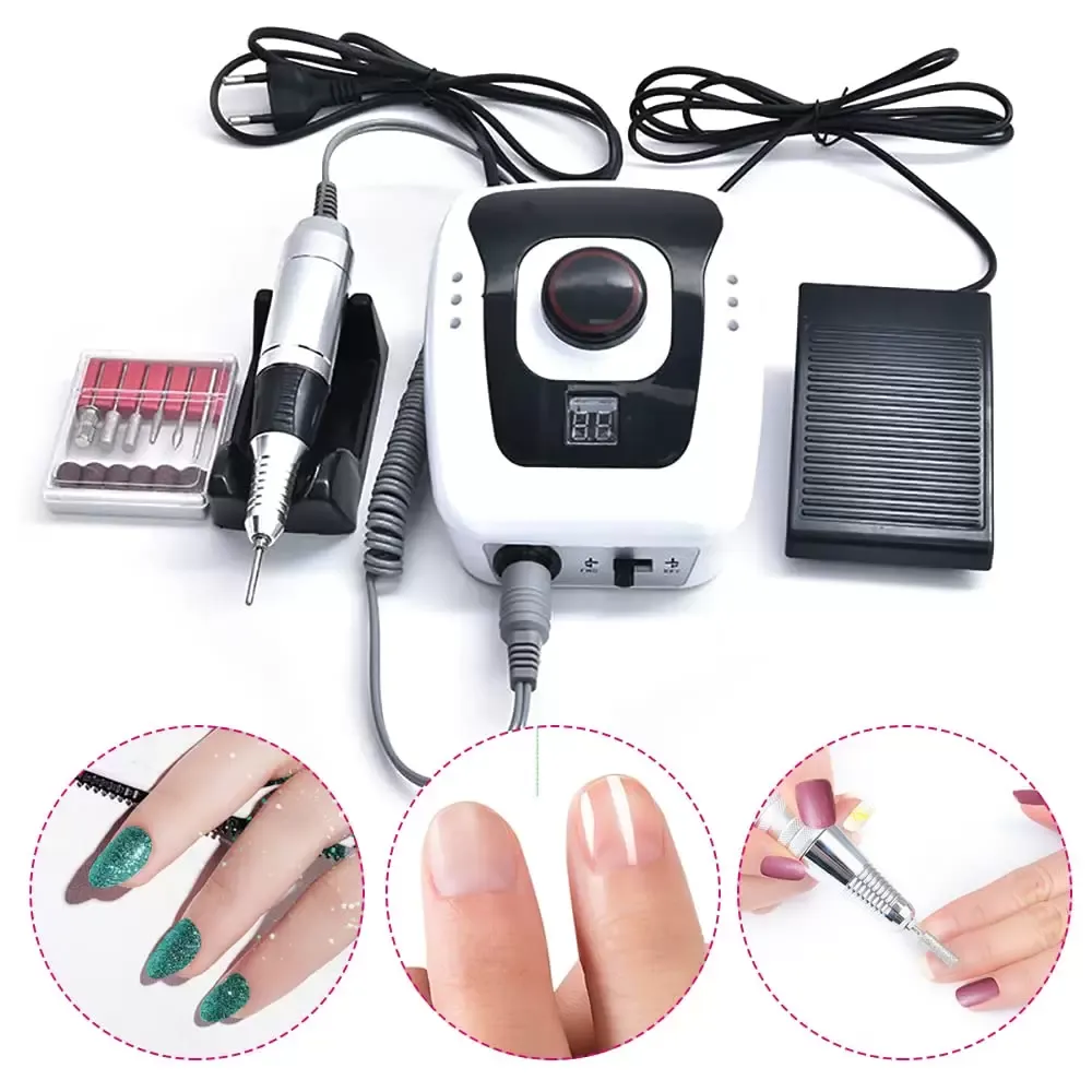 Elektrische nagelboormachine, 35000 RPM nagelboormachine, polijstset, voor thuis nagelsalon