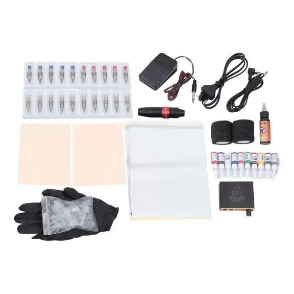 5-delige hybride tattoo-roterende penset, tattoo-machinekit, 5-delige inktkit, 20-delige naaldcartridges
