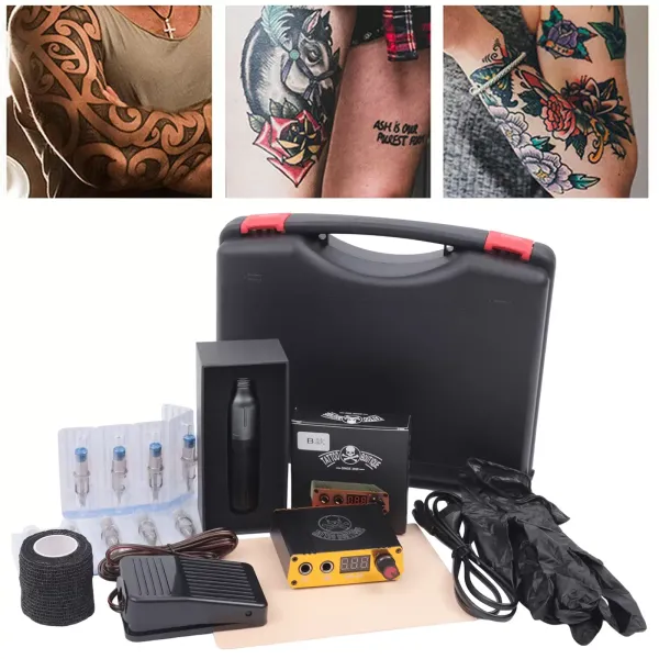 Rotary Tattoo Machine Complete tattoo-pen met 20 naaldcartridges Digitale display-voeding
