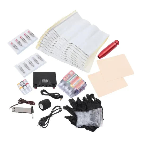 CNCEST Tattoo Kit - 8 inkten 10 naalden - Verstelbare voeding - 6-10V - 10000 RPM - Tattoo-voeding