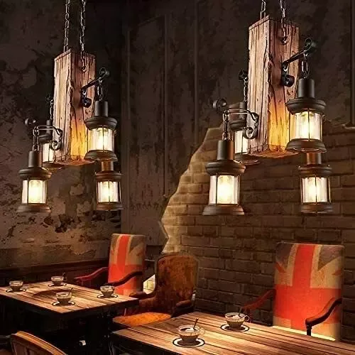Retro industriële loft bar hanglamp 4 lampen decoratieve vintage kroonluchter voor woonkamer