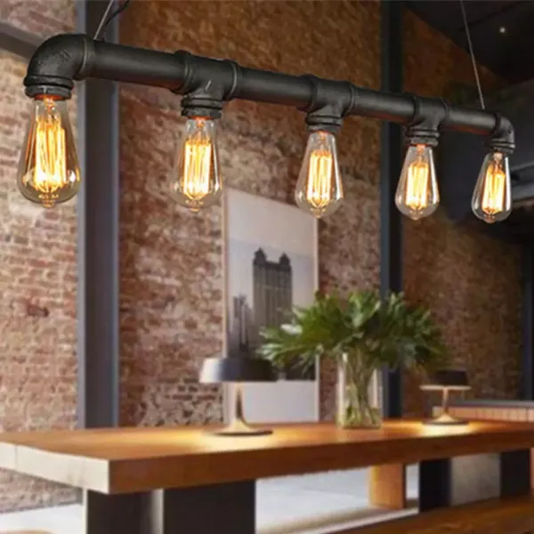 5-lichts retro industriële E27 plafondlamp voor woonkamer, keuken, eetkamer, slaapkamer, hal