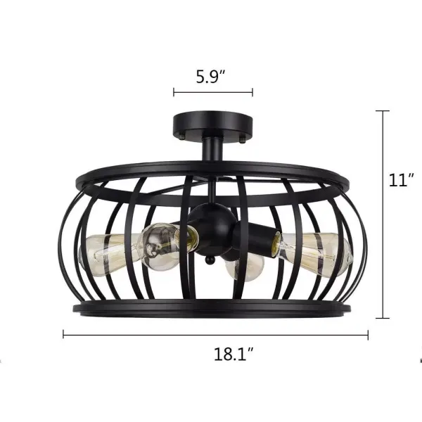 Vintage plafondlamp 4*E27 industriële hanglamp in zwarte verlichting voor woonkamer slaapkamer café bar restaurant inkomhal