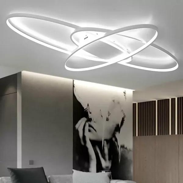 LED-plafondlamp voor slaapkamer - 95 x 65 cm - Wit - Dimbaar met afstandsbediening
