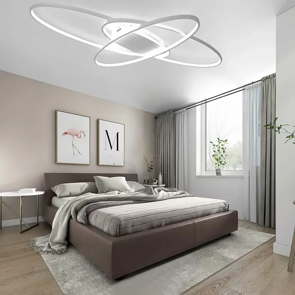 LED-plafondlamp voor slaapkamer - 95 x 65 cm - Wit - Dimbaar met afstandsbediening