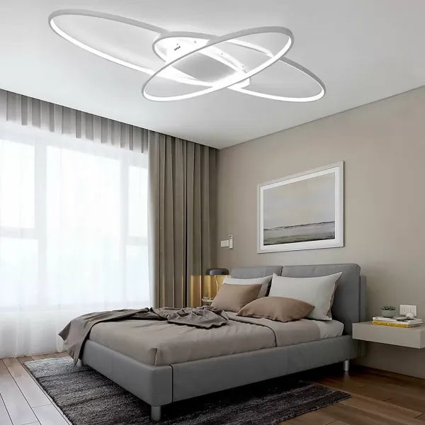 LED-plafondlamp voor slaapkamer - 95 x 65 cm - Wit - Dimbaar met afstandsbediening