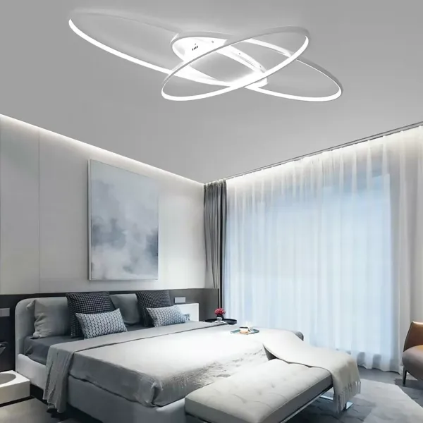 LED-plafondlamp voor slaapkamer - 95 x 65 cm - Wit - Dimbaar met afstandsbediening