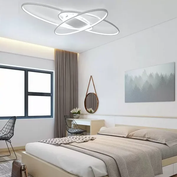 LED-plafondlamp voor slaapkamer - 95 x 65 cm - Wit - Dimbaar met afstandsbediening
