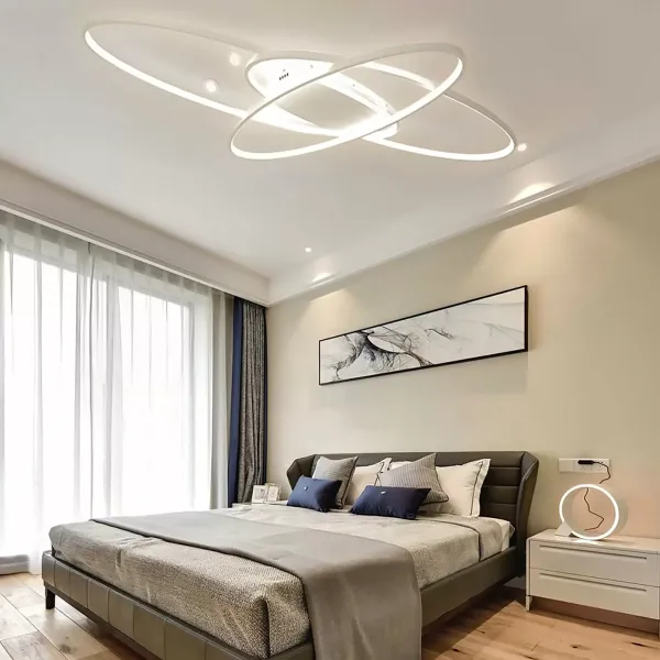 LED-plafondlamp voor slaapkamer - 95 x 65 cm - Wit - Dimbaar met afstandsbediening