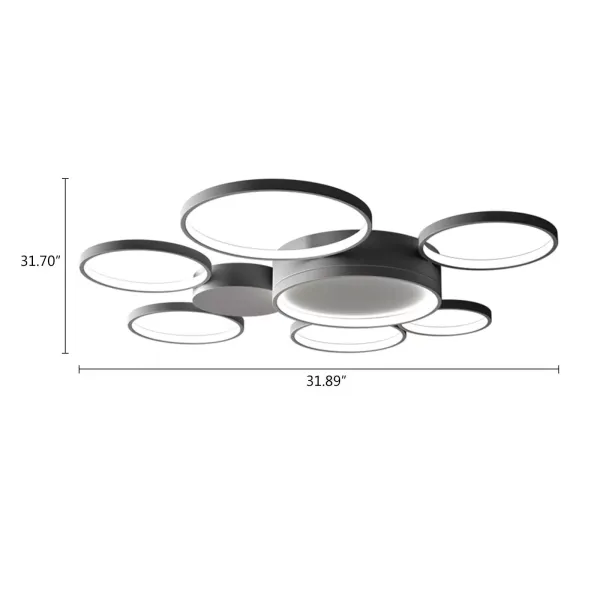 Plafondlamp met afstandsbediening, 7 dimbare LED-ringen