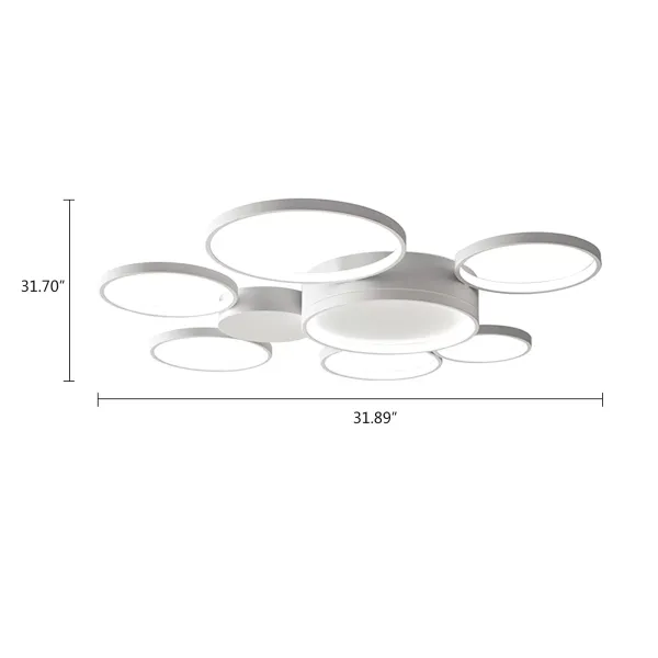 Plafondlamp met afstandsbediening, 7 dimbare LED-ringen Plafondlamp met afstandsbediening, 7 dimbare LED-ringen