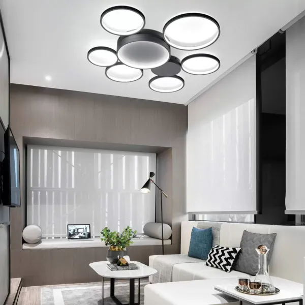 Plafondlamp met afstandsbediening, 7 dimbare LED-ringen