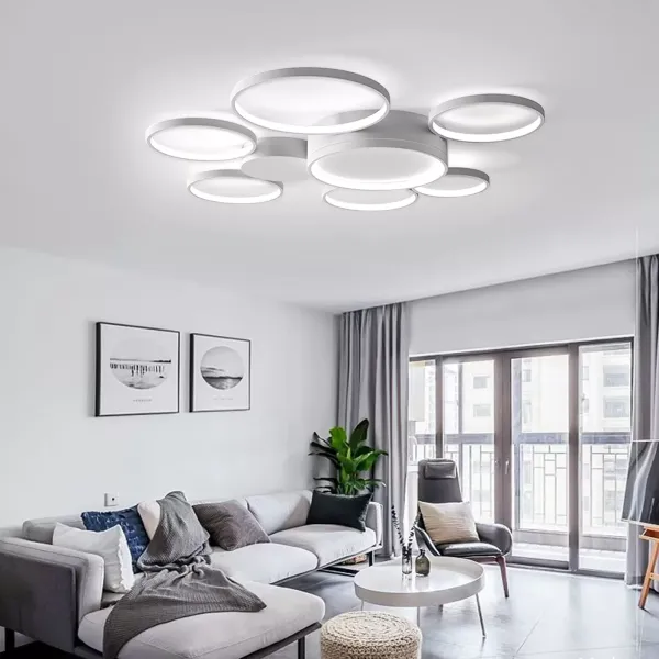 Plafondlamp met afstandsbediening, 7 dimbare LED-ringen