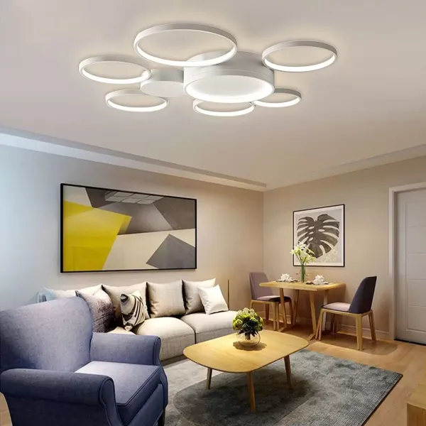 Plafondlamp met afstandsbediening, 7 dimbare LED-ringen