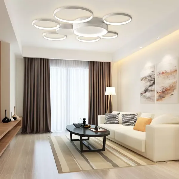 Plafondlamp met afstandsbediening, 7 dimbare LED-ringen Plafondlamp met afstandsbediening, 7 dimbare LED-ringen