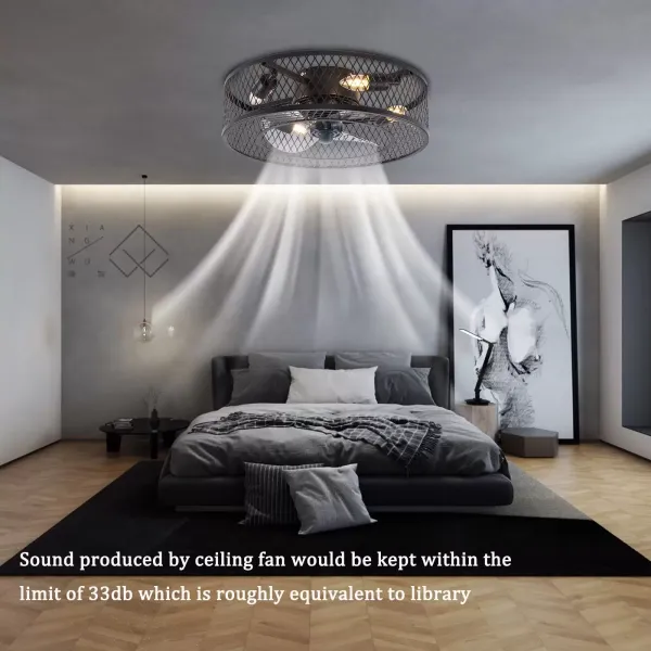 Plafondventilator met licht - stil met afstandsbediening - instelbare windsnelheid - voor woonkamer, slaapkamer en eetkamer