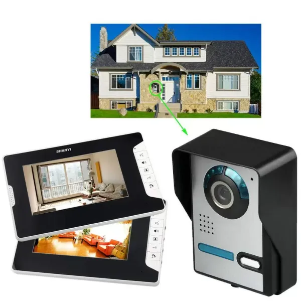 Video-intercom met 7" scherm en 7" HD-camera LCD-intercom Videodeurtelefoon Camera Monitor met 2 interne apparaten (monitor)