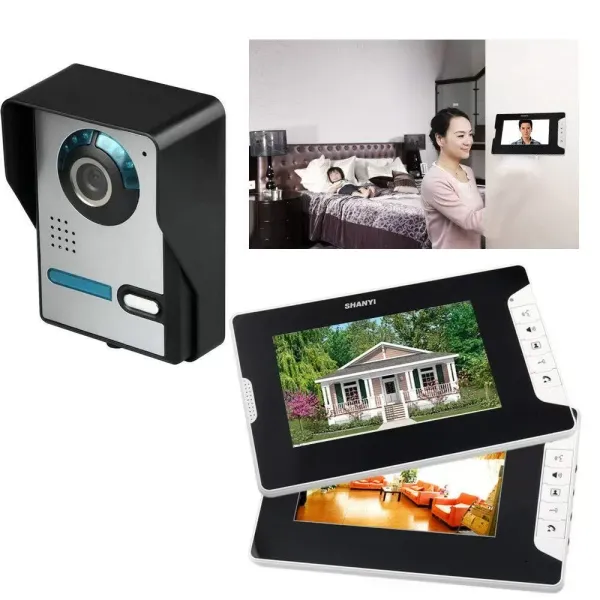 Video-intercom met 7" scherm en 7" HD-camera LCD-intercom Videodeurtelefoon Camera Monitor met 2 interne apparaten (monitor)